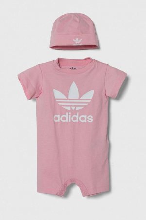 Adidas Originals Хлопковый Детский комбинезон, розовый