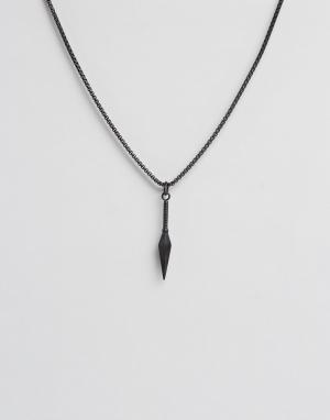 Черное ожерелье с подвеской кунай Vitaly. Цвет: черный