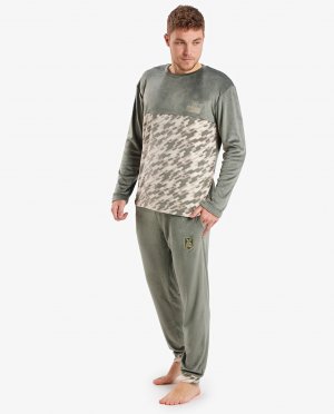Мужская длинная вязаная пижама цвета хаки Munich