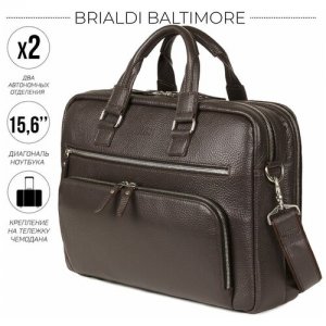 Мужская деловая сумка с 23 карманами и отделами Baltimore (Балтимор) relief brown BRIALDI. Цвет: коричневый