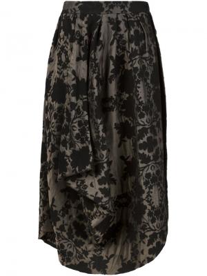 Жаккардовая расклешенная юбка Deep Moss. Цвет: серый