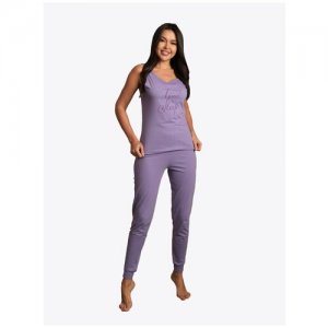 Пижама женская штаны и топ сиреневая SARTORI DODICI. Цвет: фиолетовый