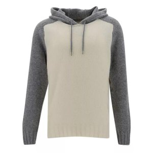 Футболка and grey hooded bi-color sweater in wool ble , белый La Fileria