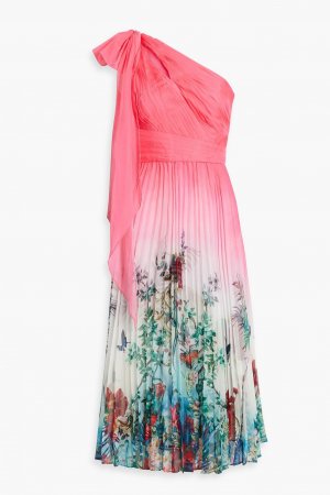 Платье миди из шифона со складками на одно плечо и принтом MARCHESA NOTTE, розовый Notte