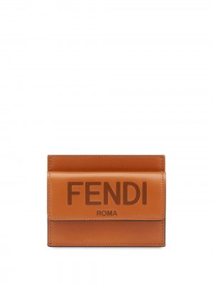 Картхолдер с тисненым логотипом Fendi. Цвет: коричневый
