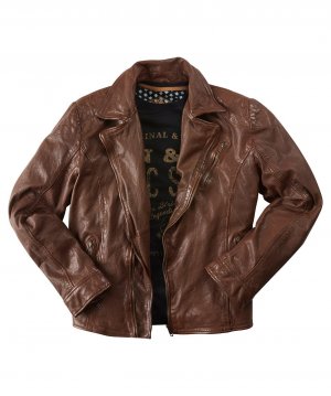 Светло-коричневая байкерская куртка из натуральной кожи со стеганой отделкой , коричневый Joe Browns