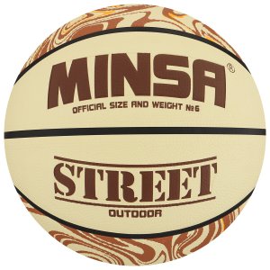 Баскетбольный мяч minsa street 6 размер, pvc, бутиловая камера, 529 гр.