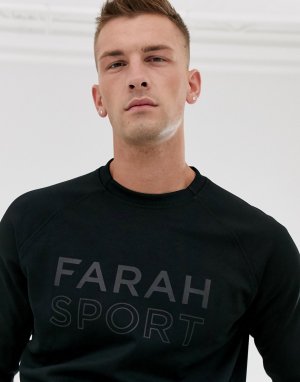 Черный свитшот с круглым вырезом и логотипом Farah Sport