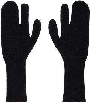 Черные валяные вязаные перчатки MM6 Maison Margiela