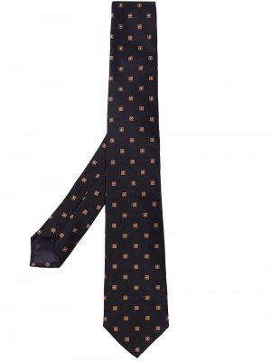 Шелковый галстук с цветочной вышивкой Tagliatore. Цвет: черный