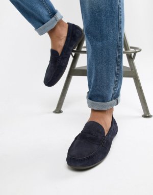 Темно-синие замшевые туфли-слипоны reynold Polo Ralph Lauren. Цвет: темно-синий