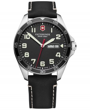 Мужские часы FieldForce с черным кожаным ремешком, 42 мм Victorinox