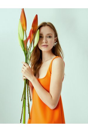 Вечернее платье и для выпускного – Оранжевый Базовый Koton