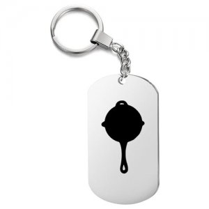 Брелок для ключей «сковородка PUBG» с гравировкой подарочный жетон ,на сумку, на ключи , в подарок IREVIVE. Цвет: серебристый