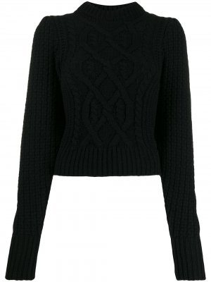 Укороченный свитер фактурной вязки Wandering. Цвет: черный