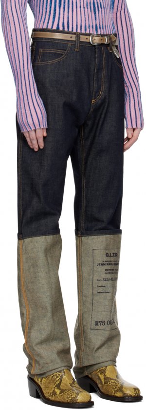 Подкатанные джинсы цвета индиго Jean Paul Gaultier