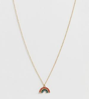 Золотистое ожерелье-цепочка с подвеской в виде радуги Monki. Цвет: мульти