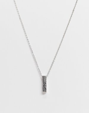 Ожерелье с серебристой подвеской-планкой декоративными трещинками -Серебристый Icon Brand