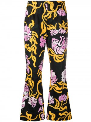 Расклешенные брюки с цветочным принтом Marni. Цвет: черный