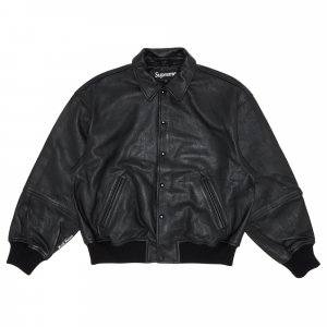 Кожаная университетская куртка GORE-TEX Infinium WINDSTOPPER, цвет Черный Supreme