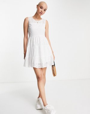 Приталенное платье со свободной юбкой белого цвета -Белый Gilli