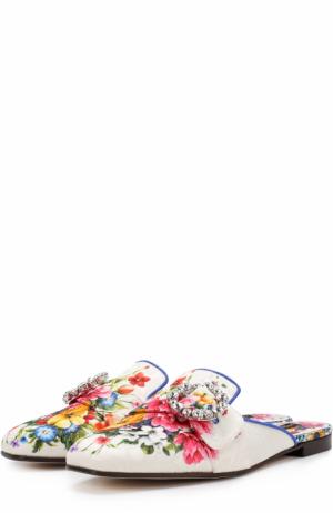 Парчовые сабо с цветочным принтом Dolce & Gabbana. Цвет: разноцветный
