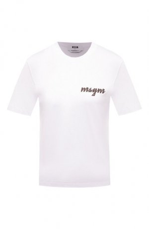 Хлопковая футболка MSGM. Цвет: белый