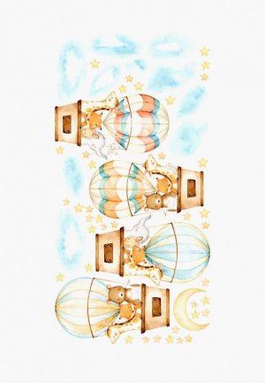 Наклейка декоративная Galerys Шарики и зверята, 110*55 см. Цвет: разноцветный