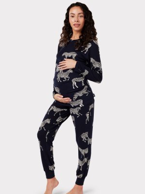 Пижамный комплект для беременных из джерси с зеброй , темно-синий Chelsea Peers
