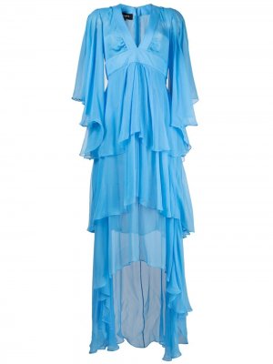 Asymmetric layered silk dress Rochas. Цвет: синий