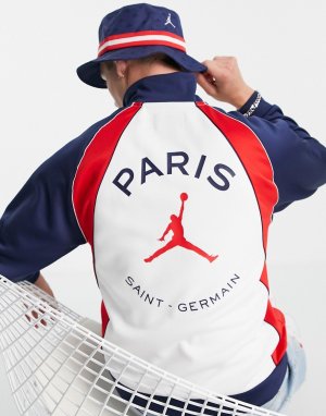 Спортивная куртка темно-синего и белого цвета с принтом футбольного клуба Paris Saint-Germain Nike -Темно-синий Jordan