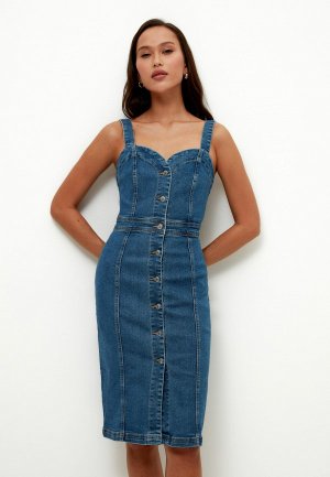 Платье джинсовое Zarina Exclusive online. Цвет: синий