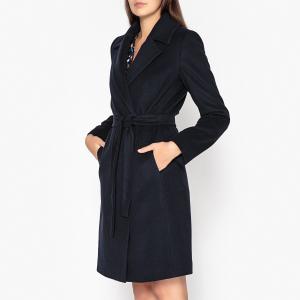 Пальто прямое из шерсти и кашемира SAMARA LA BRAND BOUTIQUE COLLECTION. Цвет: темно-синий