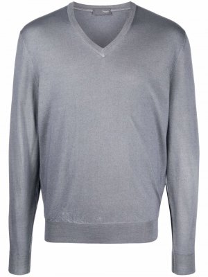 Шерстяной свитер с V-образным вырезом Drumohr. Цвет: серый