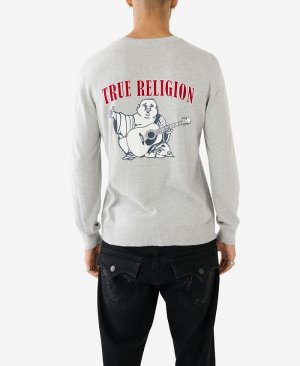 Мужской свитер с круглым вырезом , серый True Religion