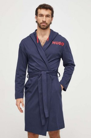 Хлопковый халат, темно-синий Hugo