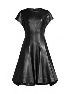 Расклешенное платье из веганской кожи , черный Natori