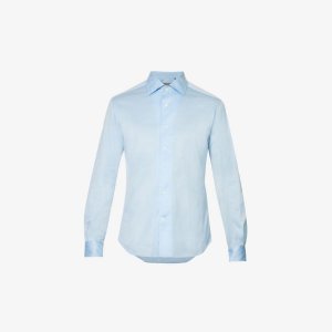 Рубашка стандартного кроя из хлопкового джерси с раздвинутым воротником , синий Corneliani