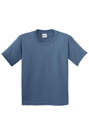 Молодежная футболка из плотного хлопка , синий Gildan