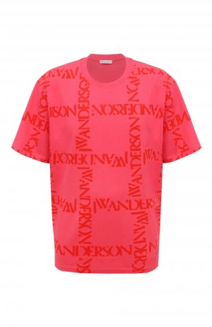 Хлопковая футболка JW Anderson. Цвет: розовый