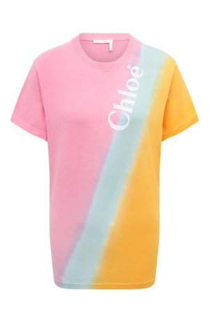 Хлопковая футболка Chloé. Цвет: розовый