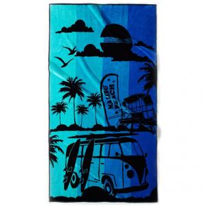 Полотенце пляжное жаккардовое Malibu Beach, 440 г/м² La Redoute Interieurs. Цвет: зеленый/ синий