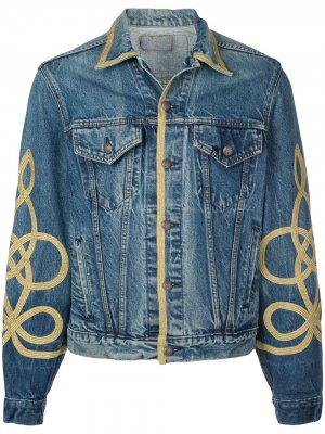 Джинсовая куртка с контрастным кантом R13. Цвет: синий