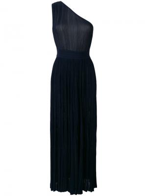 Вечернее платье на одно плечо из джерси Antonino Valenti. Цвет: синий