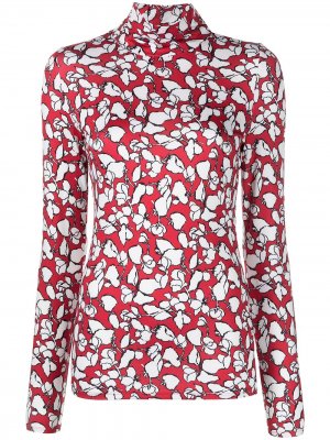 Блузка с высоким воротником и цветочным принтом Jason Wu. Цвет: красный