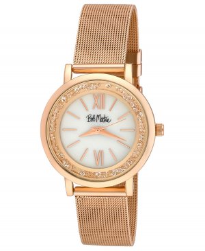 Часы Rolling Stone унисекс из сплава цвета розового золота с сетчатым ремешком, 34 мм , золотой Bob Mackie