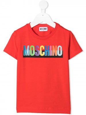 Толстовка в стиле колор-блок с логотипом Moschino Kids. Цвет: красный