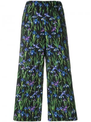 Широкие брюки с цветочным принтом Vivetta. Цвет: черный