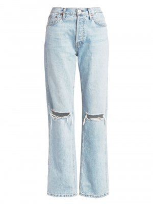 Свободные джинсы с высокой посадкой и рваными коленями Re/done