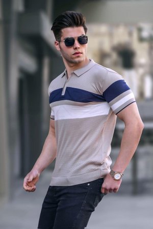 Мужская футболка-поло на молнии из норки 5730 MADMEXT